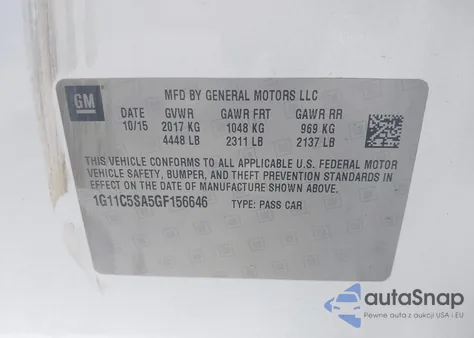 2016 Chevrolet Malibu Limited Lt from USA, damaged, VIN 1G11C5SA5GF156646